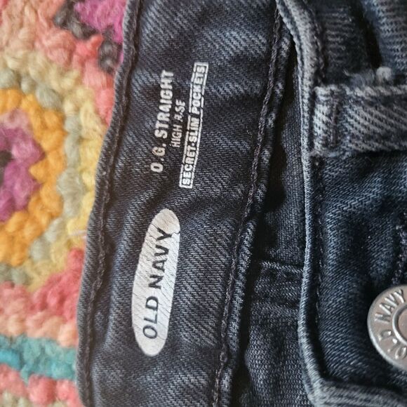 Old Navy OG Straight Marilyn Knee Rip Jeans Black Women's 2 - Picture 5 of 7